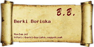 Berki Boriska névjegykártya